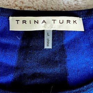 Trina Turk Caspian blue sweater spiral sweater